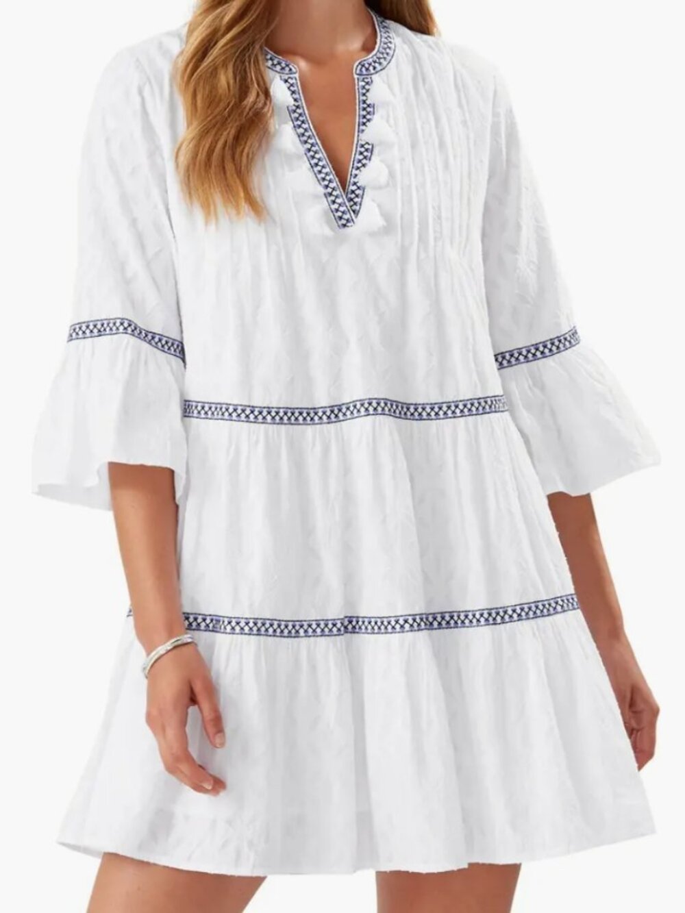 Tommy Bahamas Embroidered Tiered Dress